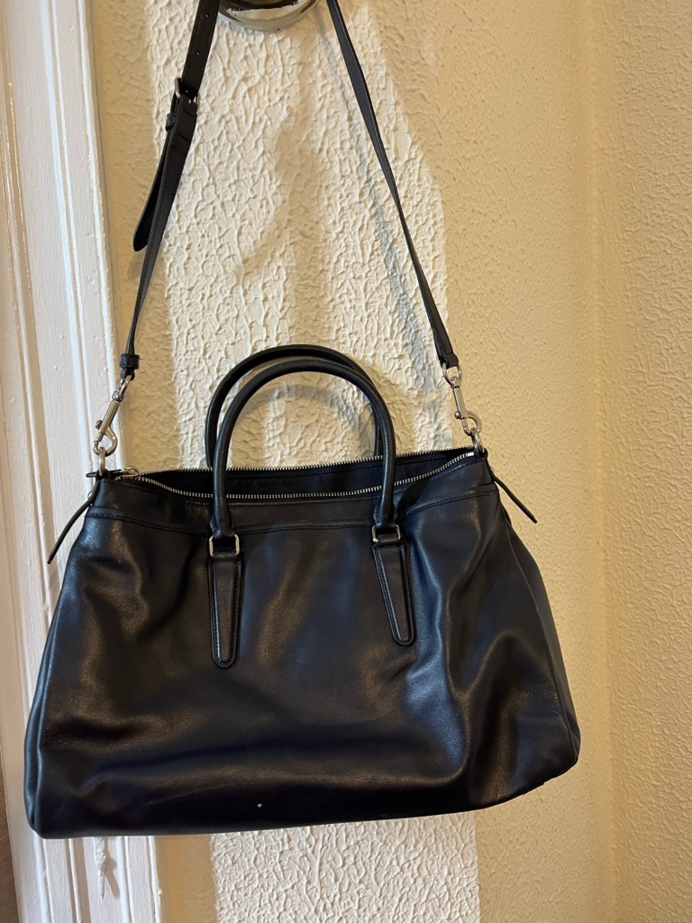 Stunning RARE Coach Morgan Diamond Patchwork Leather & Suede Satchel Bag Navy - Picture 11 of 16